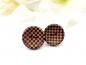 Preview: schwarz Karo Knopf Ohrstecker Holz Button